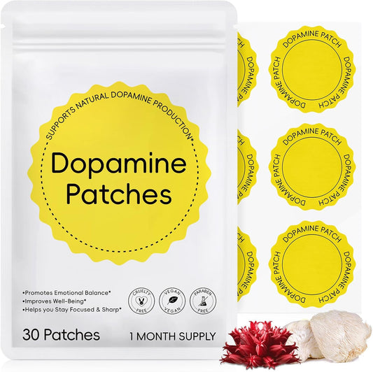 Dopamine Patches | 30PCS Mood Boost & Positivity Support | Vegan Mood Support Patches for Daily Mental Wellness, Plant-Based Formula, Supports Dopamine & Serotonin Balance