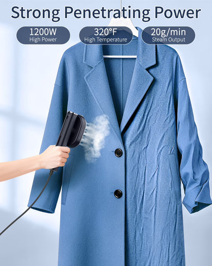 Travel Steamer for Clothes, 1200W Portable Steam & Iron 2 in 1, 15S Heat-Up, Handheld Garment Steamers for Travel Home Office (110-120V)